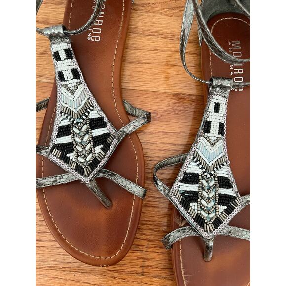 Boho beaded and sequins tribal sandals Monroe and Main sz 9.5 M shoes - Picture 2 of 6